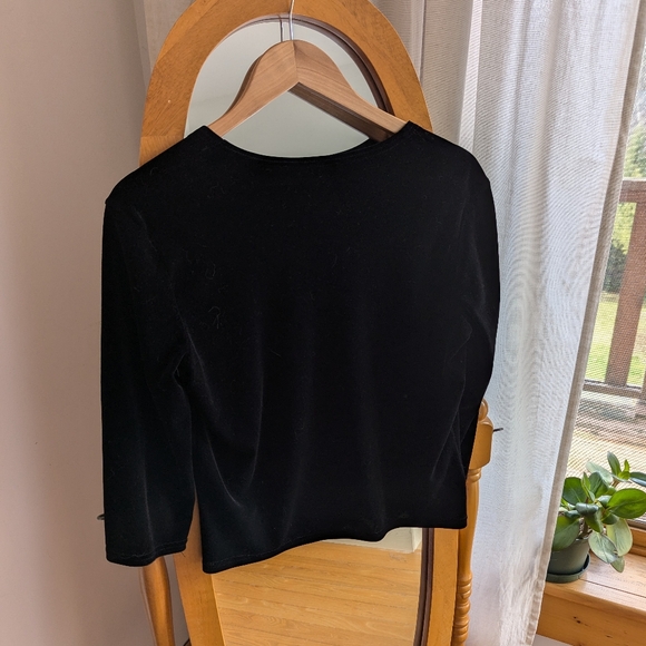 🌼 Vintage - Black velvet top with front tie - Picture 2 of 3